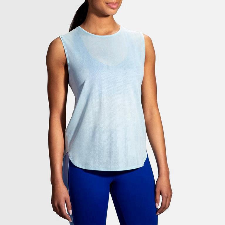 Brooks Women's Spirit Running Tank Top Singapore - Blue (29843-QCMZ)